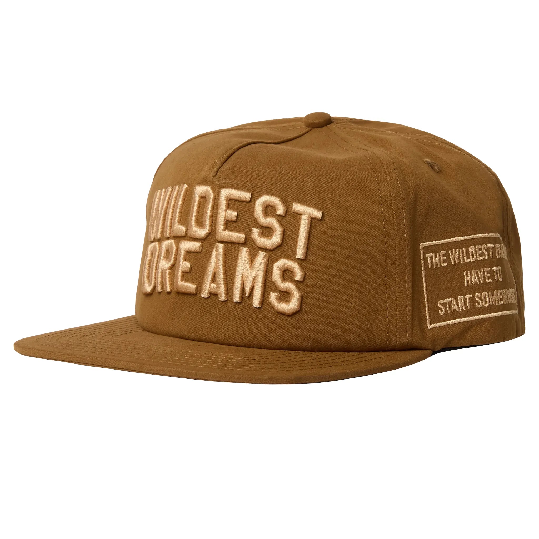 Front View of Wildest Dreams Varsity Brown Cap